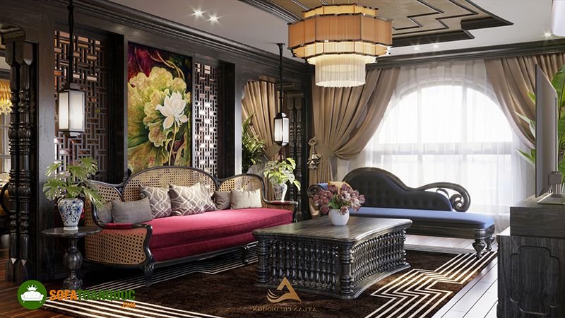sofa phong cách indochine